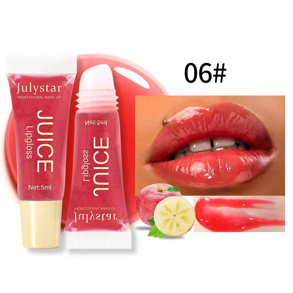 Nude Brown Plumping Lip Gloss Moisturizing Fruit Lip Oil Transparent Fullness Lips Tint Soft Tube Makeup Applicator Beauty Care