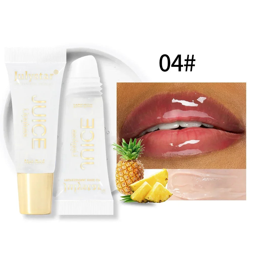 Nude Brown Plumping Lip Gloss Moisturizing Fruit Lip Oil Transparent Fullness Lips Tint Soft Tube Makeup Applicator Beauty Care