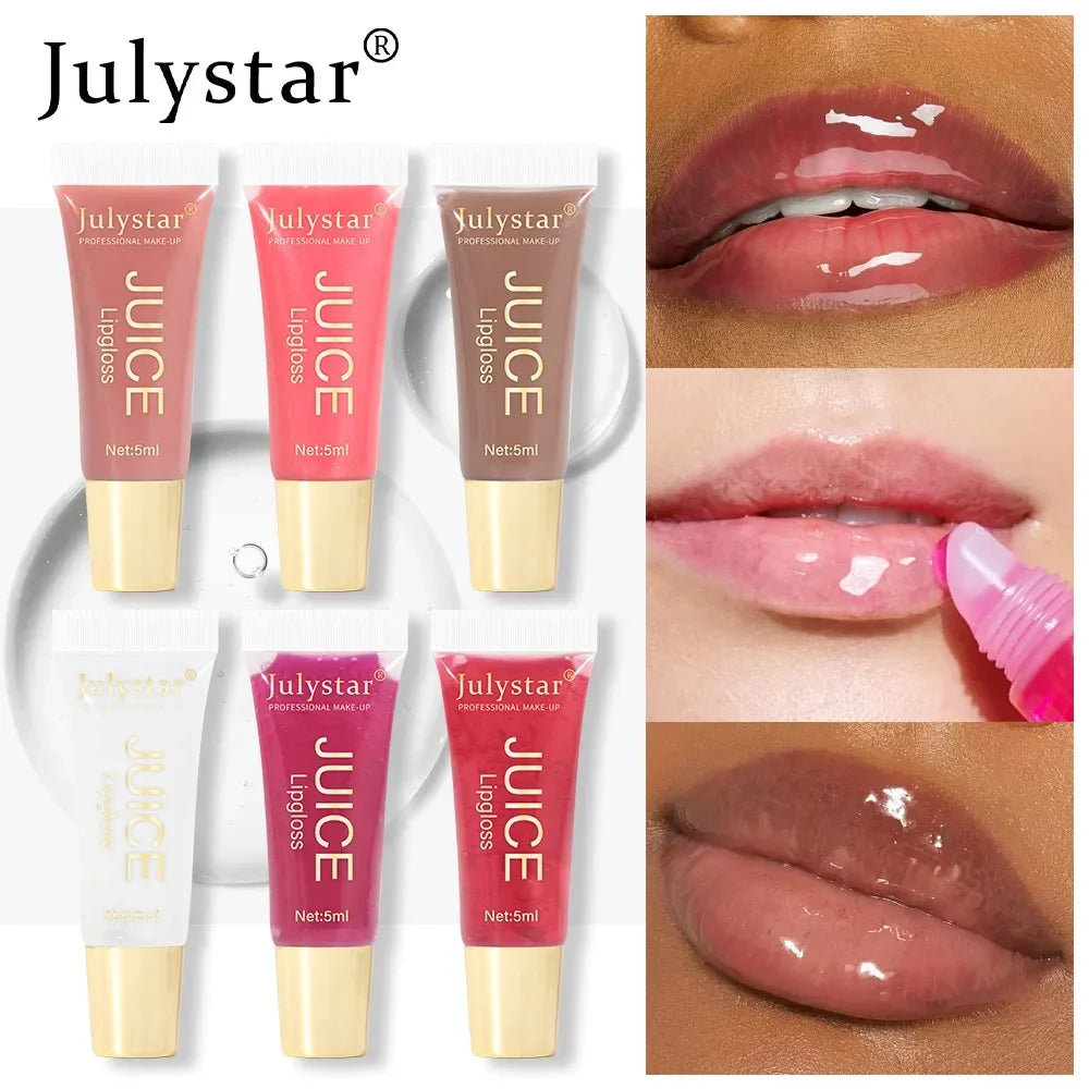 Nude Brown Plumping Lip Gloss Moisturizing Fruit Lip Oil Transparent Fullness Lips Tint Soft Tube Makeup Applicator Beauty Care