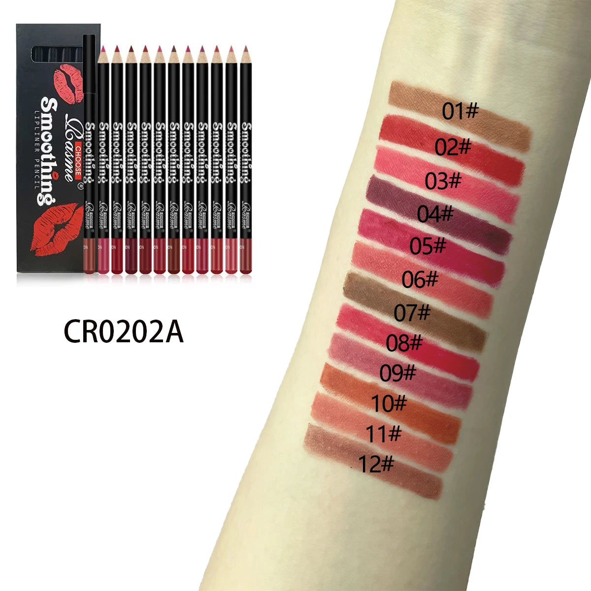 12pcs Lip Liner Pen 12 Colors Professional Lip Liner Pencil and Matte Lip Non-stick Cup Nude Lipstick Pencil SET
