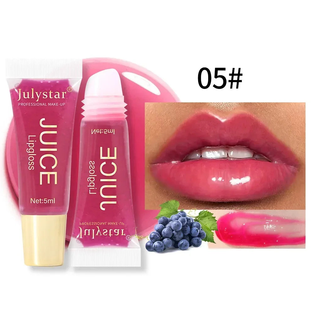 Nude Brown Plumping Lip Gloss Moisturizing Fruit Lip Oil Transparent Fullness Lips Tint Soft Tube Makeup Applicator Beauty Care