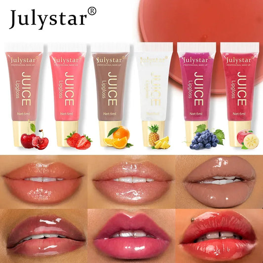 Nude Brown Plumping Lip Gloss Moisturizing Fruit Lip Oil Transparent Fullness Lips Tint Soft Tube Makeup Applicator Beauty Care