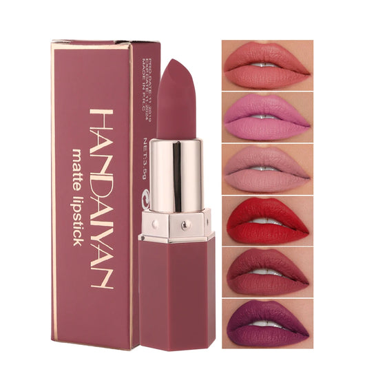 6-Color Matte Lipstick, Non-Fading, Non-Stick Cup Long-Lasting Velvet Finish, Smooth Matte Lip Color Waterproof Smudge-proof