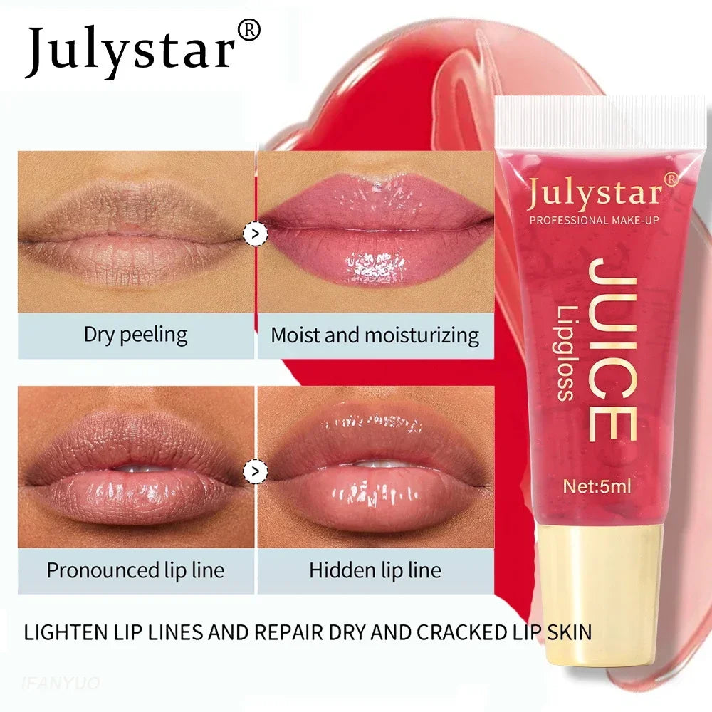 Nude Brown Plumping Lip Gloss Moisturizing Fruit Lip Oil Transparent Fullness Lips Tint Soft Tube Makeup Applicator Beauty Care