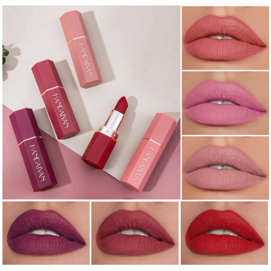 6-Color Matte Lipstick, Non-Fading, Non-Stick Cup Long-Lasting Velvet Finish, Smooth Matte Lip Color Waterproof Smudge-proof