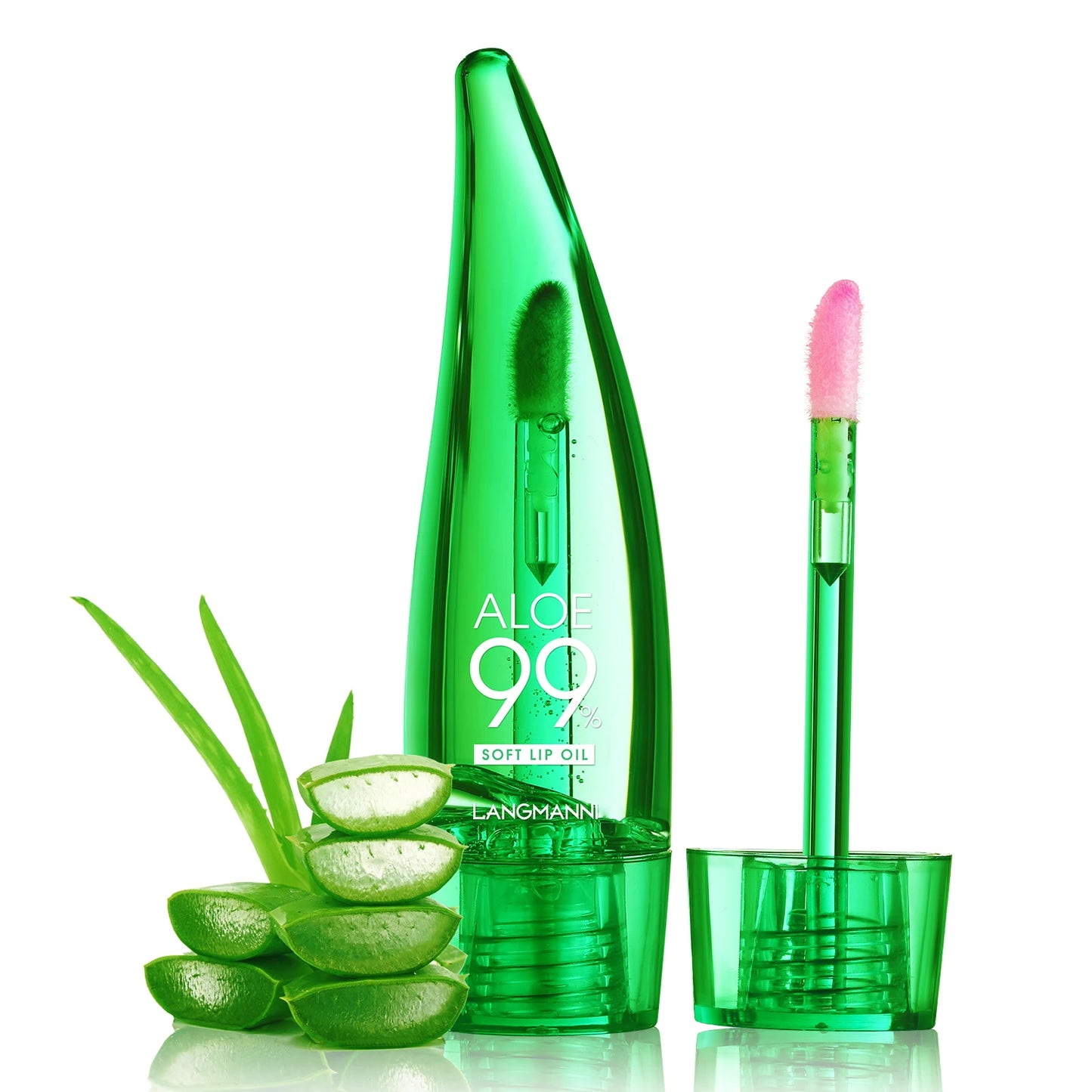 langmannni Aloe Vera Moisturizing Lip Gloss Warm Feeling Color Changing Lip Glaze Long Lasting Moisture Lip Oil