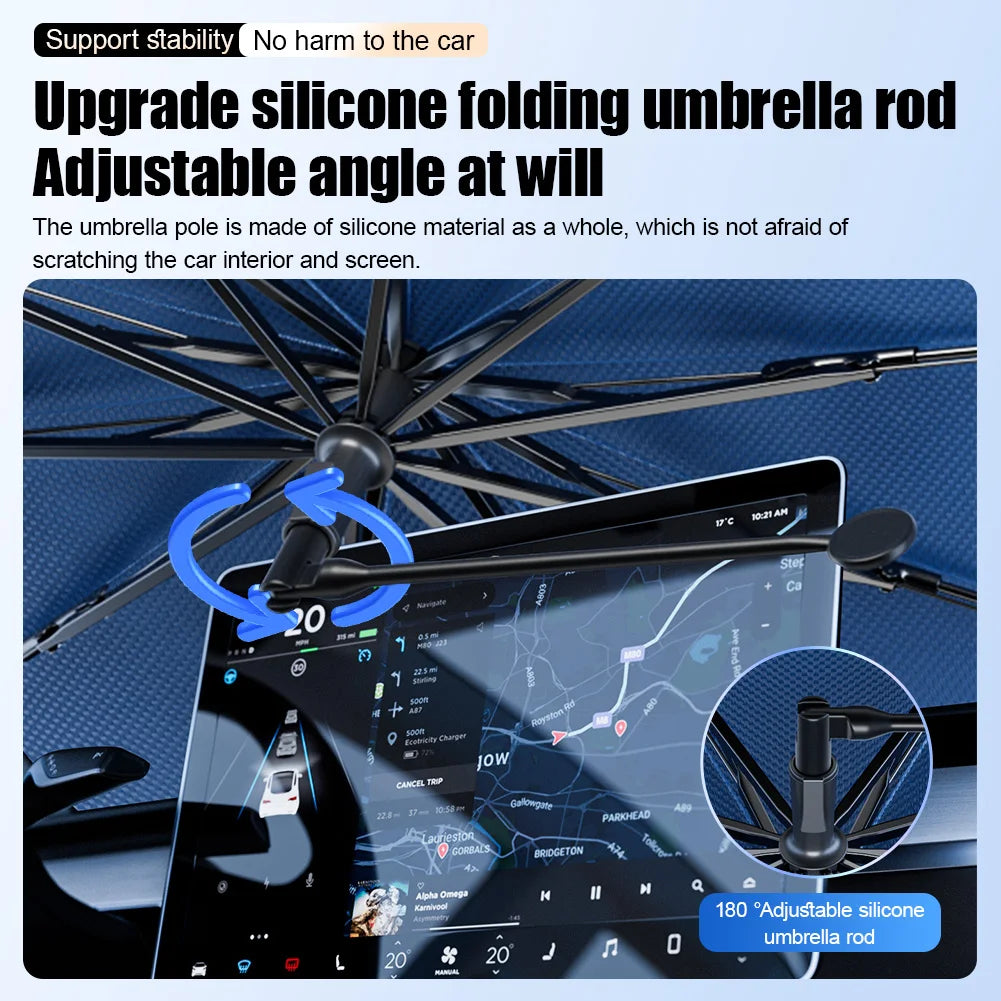 Car Sunshade Windshield Umbrella with 360°Rotation Bendable Handle Front Window Sun shade UV Protection Summer Car Accessories
