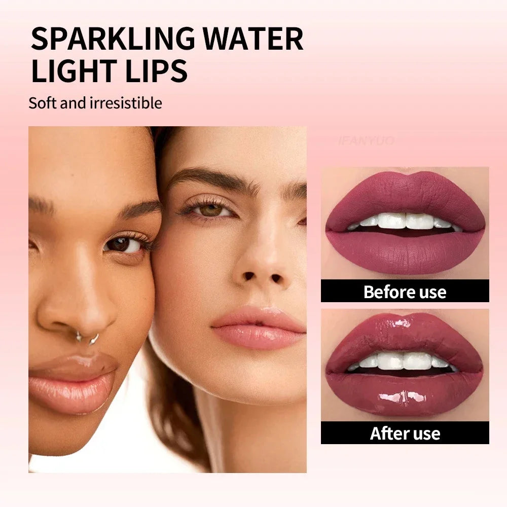 Nude Brown Plumping Lip Gloss Moisturizing Fruit Lip Oil Transparent Fullness Lips Tint Soft Tube Makeup Applicator Beauty Care