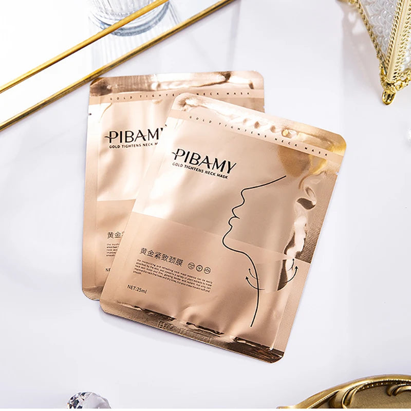 10pcs Gold Firming Neck Mask Moisturizing Nourishing Brightening Hydrating Neck skincare Masks Beauty Necks Skin Care Products