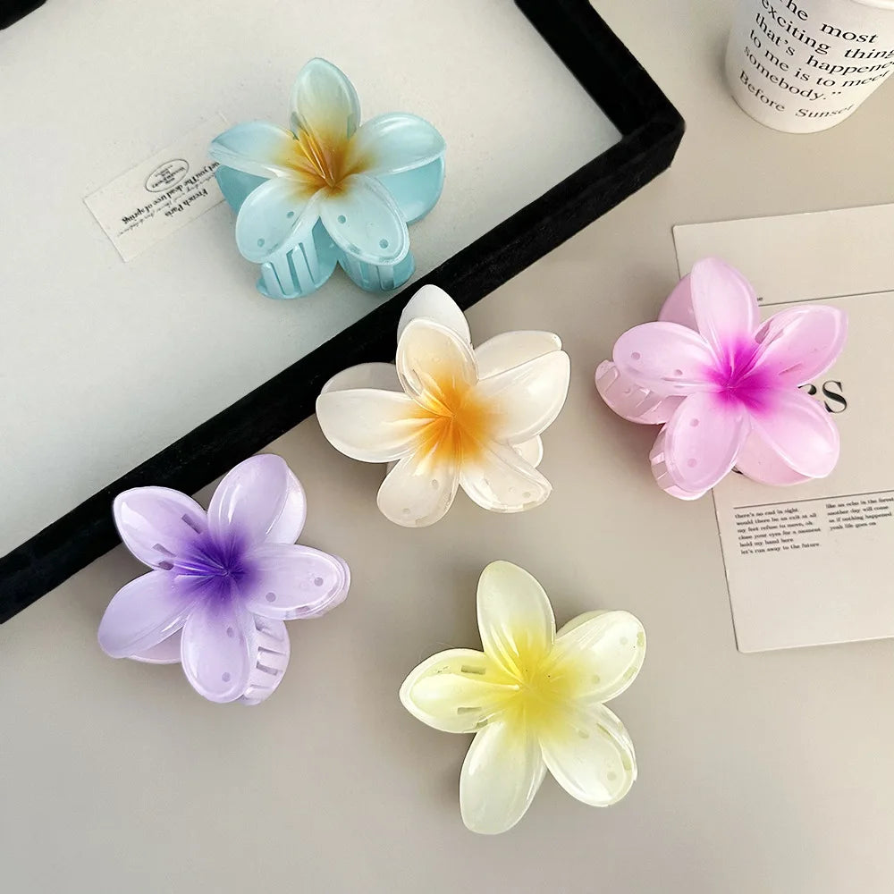 2024 New Vacation Egg Flower Hair Clips Hawaii Beach Claws Bohemian Hairpin for Girls