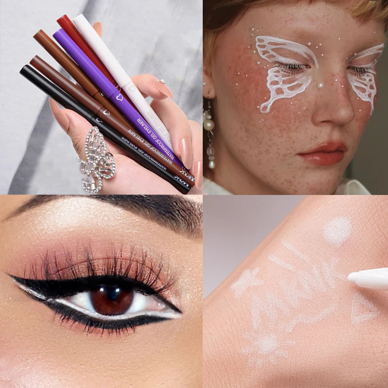Waterproof Eyeliner Pen Smooth Matte Black Brown Gel Eye Liner Pen Quick-drying Long Lasting Pencil Not Blooming Eye Makeup