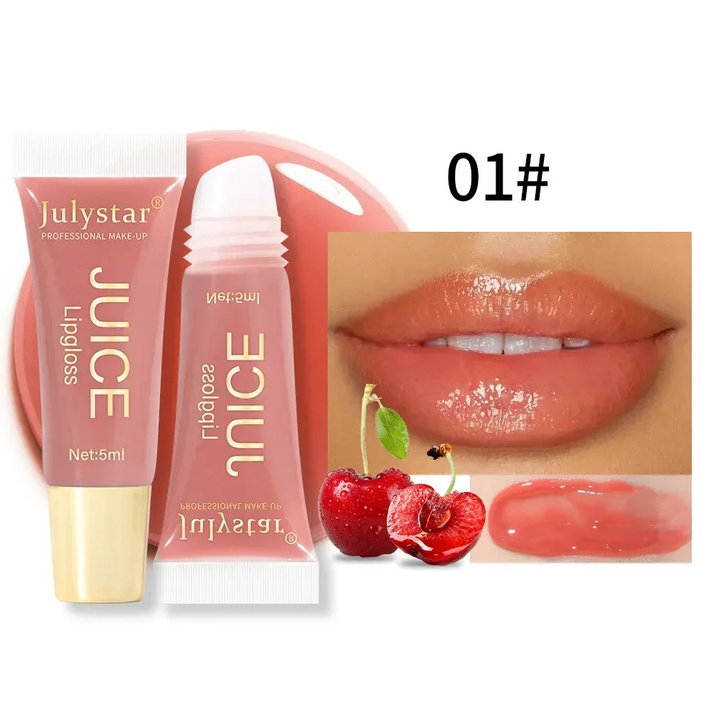 Nude Brown Plumping Lip Gloss Moisturizing Fruit Lip Oil Transparent Fullness Lips Tint Soft Tube Makeup Applicator Beauty Care
